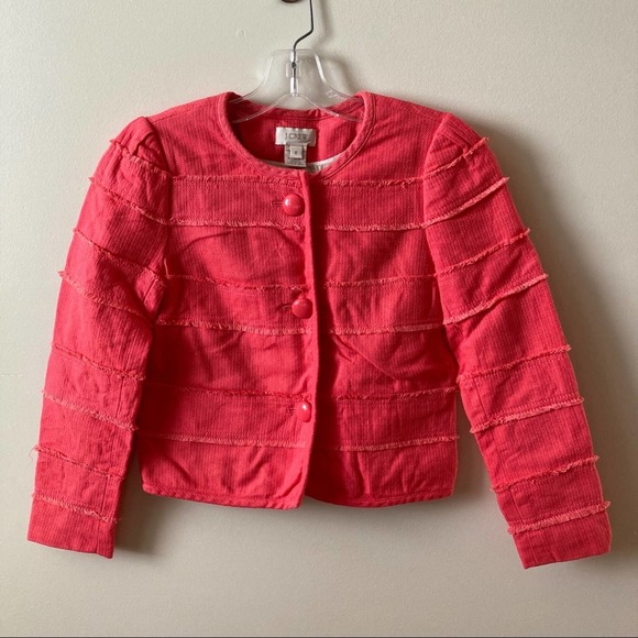 J. Crew Cropped Blazer Coral Size 0 Fray Trim